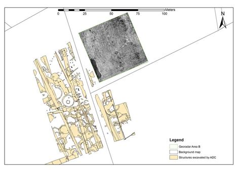 Map Showing Georadar Survey Area B Relative To The Structures