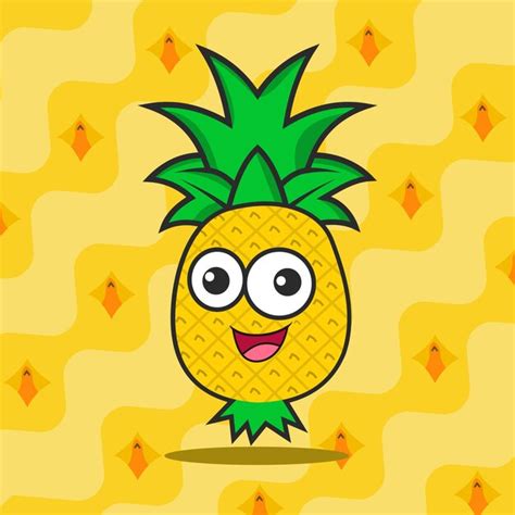 Un Dessin Animé D un Ananas Avec Fond Vecteur Premium