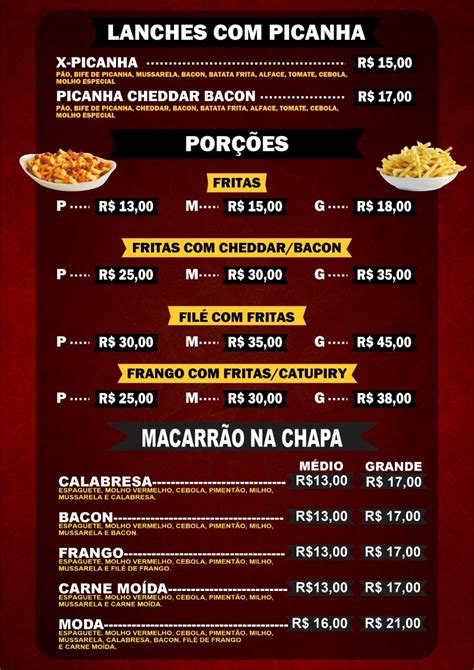 Menu Em Chapa Quente Hamburgueria Restaurante Brasil R Benedito