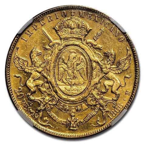 1866 Mexico Gold 20 Pesos Maximiliano