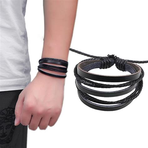 Cc Cool Multi Layer Mens Bracelet Homme Rope Leather Bracelet Men