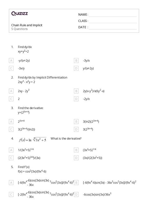 50 Chain Rule Worksheets On Quizizz Free And Printable