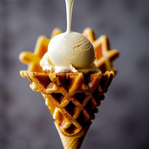 Un Cono De Waffle Con Helado De Vainilla Encima Foto Premium