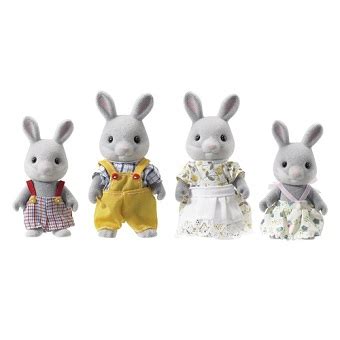 Famille Lapin Gris Figurines Sylvanian Families