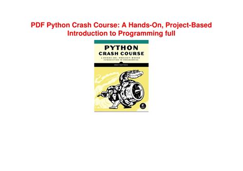 Ppt Pdf Python Crash Course A Hands On Project Based Introduction