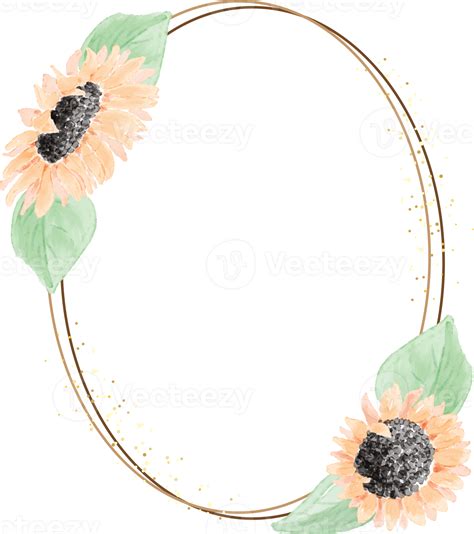 Minimal Watercolor Yellow Sunflower Wreath Frame 13742576 Png