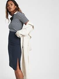 Washable Italian Wool Blend Pencil Skirt With Side Slit Banana Republic