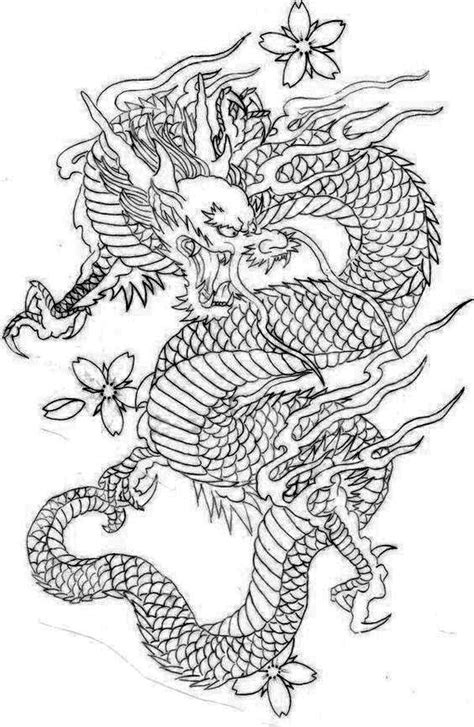 A Black And White Drawing Of A Dragon With Flowers On Its Tail In The Air