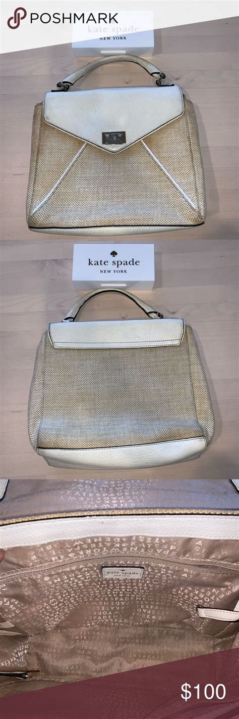 Kate Spade Straw And White Leather Hand Bag Kate Spade White Leather