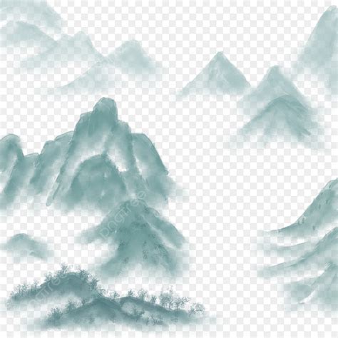 Mountains And Rivers White Transparent Chinese Style Mountains And