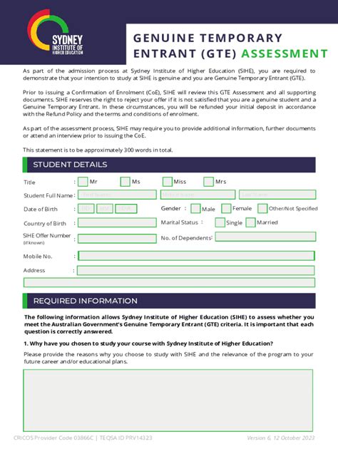 Fillable Online Gte Assessment Form Pdf Fax Email Print Pdffiller