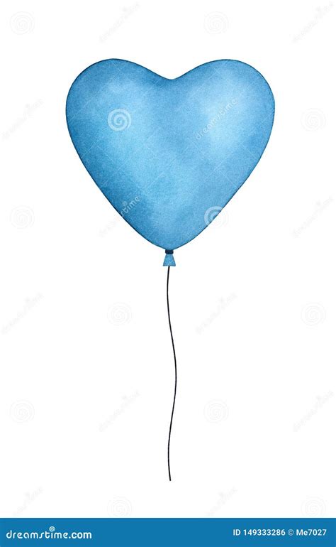 Ballon En Forme De Coeur Bleu Avec La Ficelle De Ondulation Noire