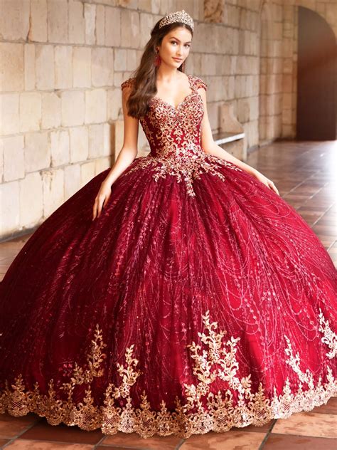 PR21964 Tutti Sposa Quinceanera Dresses Gold Red Quinceanera