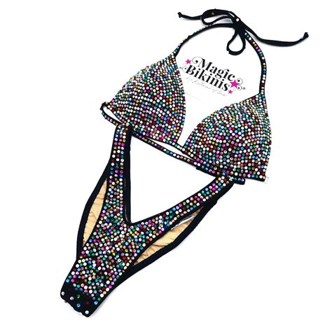 Competition Bikini No Navy Lycra With Mixed Crystals IFBB PCA NABBA WFF GBO Magic