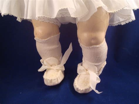 Vintage Style Doll Booties Available In Off White Wool Felt Leather