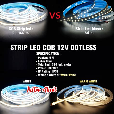 Jual Led Strip Cob Dc V Dotless Meter Ip Indoor Only Shopee