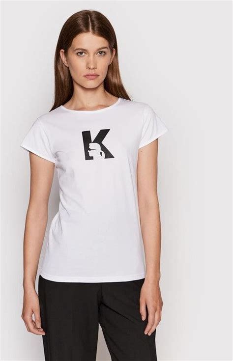 KARL LAGERFELD T Shirt KL22WTS01 Biały Regular Fit Ceny i opinie