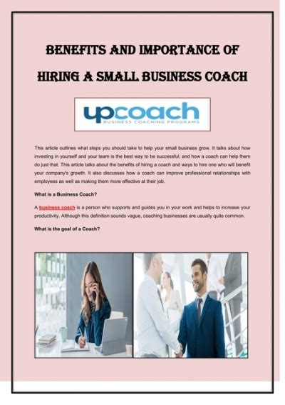 Benefits And Importance Of Hiring A Small Business Coach