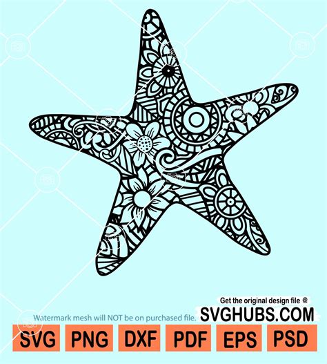 Starfish Mandala Svg Mandala Starfish Svg Starfish Clipart Svg