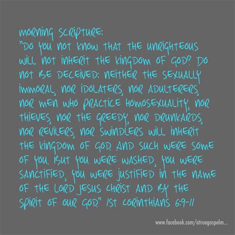 Morning Scripture Do You Not Know That The Unrighteous Will Not