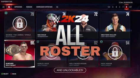 WWE 2K24 ALL Roster Overalls And Unlockables YouTube