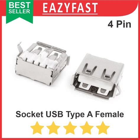 Jual Socket Port Usb Female Betina Connector 4 Pin Jack Tipe A 90 Derajat Shopee Indonesia