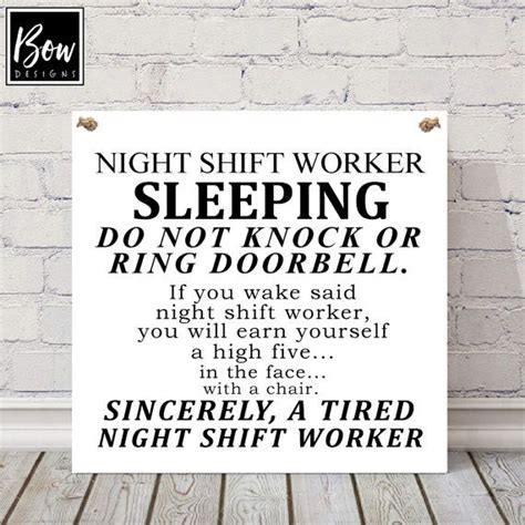 Night Shift Worker Sign Do Not Disturb Door Plaque Do Not Knock Don