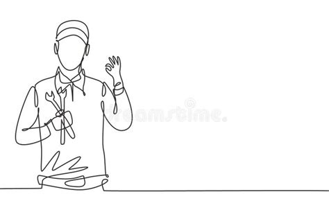 Car Mechanic One Line Drawing Stock Illustrations 73 Car Mechanic One