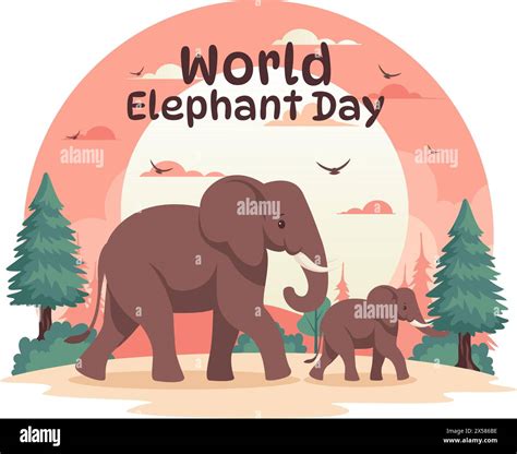 Happy World Elephant Day Vector Illustration On 12 August With