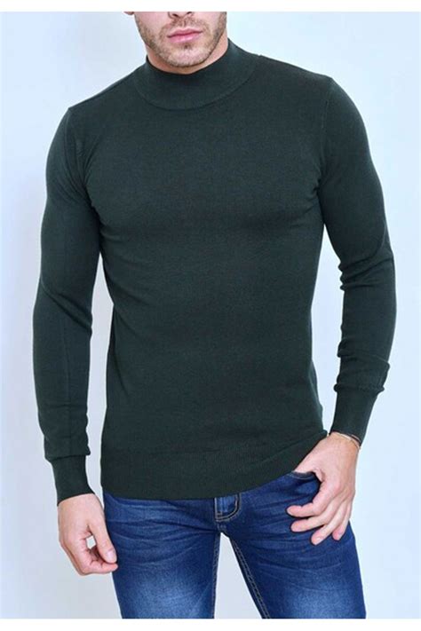 Pull manches longues col cheminée pour homme