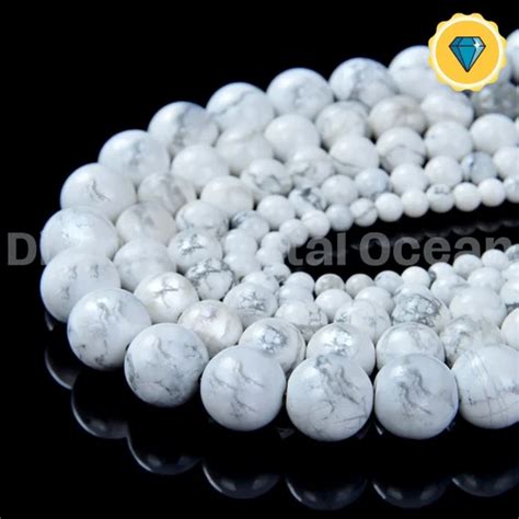 White Howlite Beads String 8mm Mala Shape Round Size 8 Mm 12 Mm