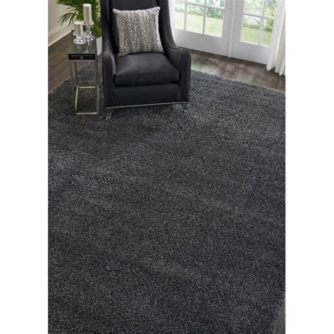 Nourison Malibu Shag Solid Shag Dark Grey 9 X 12 Area Rug 9 X 12