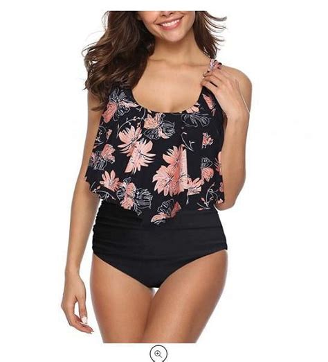 Esafio High Waisted Flounce Bikini Set For Women Ruffled Floral Two