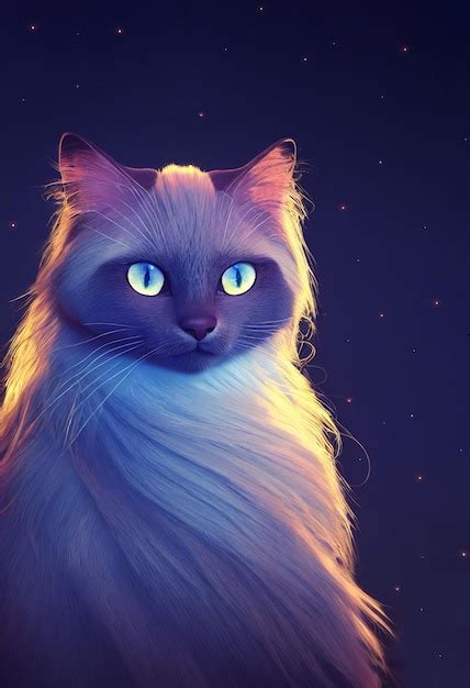 Premium Photo | A digital painting portrait of a cute white grey birman ...