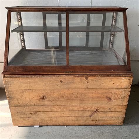 Antique One Tier Wooden Tabletop Store Display Cabinet By Waddell