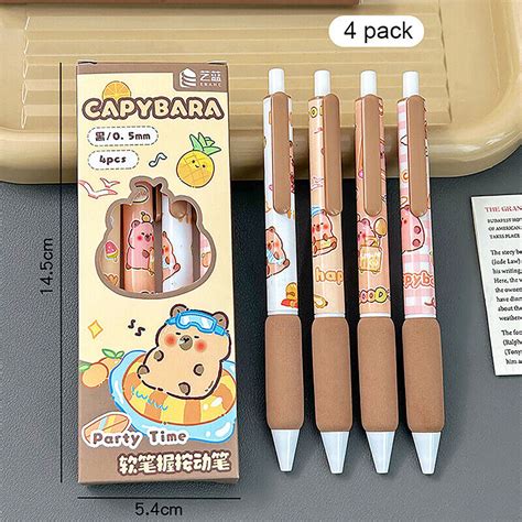 4Pcs Cute Capybara Gel Pen Cartoon Neutral Pen Quick Drying Ballpoint