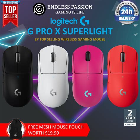 Logitech G Pro X Superlight Wireless Gaming Mouse Black White Magenta