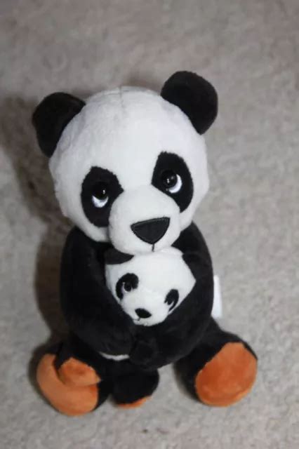 DOUDOU PELUCHE KINDER PANDA ET BEBE NOIR ET BLANC 24 Cm Neuf EUR 18 00