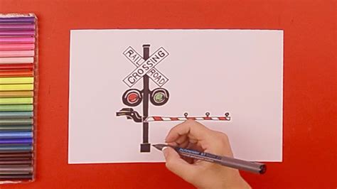 How To Draw A Railroad Crossing Signal Youtube