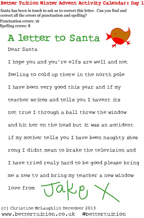 December 1st A Letter To Santa Better Tuition