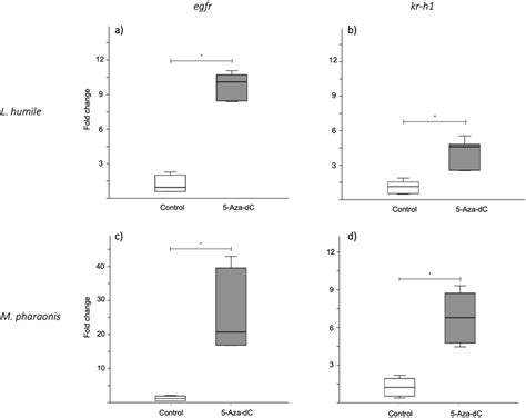 Effect Of 5 Aza Dc Treatment On Egfr And Kr H1 Expression Box Plots Of Download Scientific