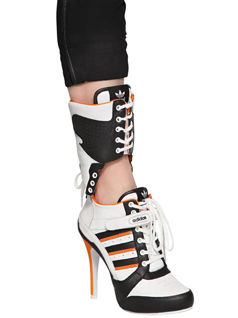 Jeremy Scott For Adidas 130mm Js High Heel Leather Boots In Whiteblack