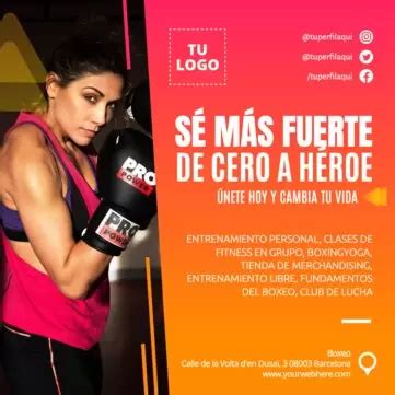 Diseña flyers de Boxeo con plantillas online