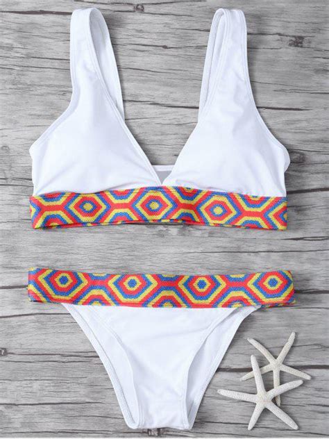 Straps Tribal Print Bikini White Bikinis S Zaful