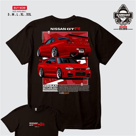 Kaos Baju Mobil NISSAN SKYLINE R34 JDM Kaos Otomotif Karimake