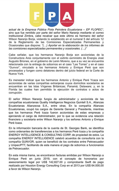 Fernando Villavicencio On Twitter URGENTE El Informe De La