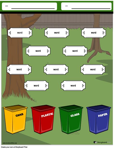 Recycling Bins Matching Worksheet Storyboard Por Templates