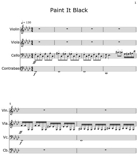 Paint It Black Sheet Music For Violin Viola Cello Contrabass