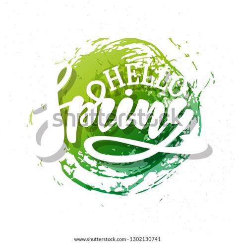 Hello Spring Vector Illustration Hand Lettering Stock Vector Royalty