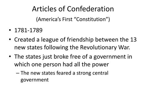 Ppt Weaknesses Of The Articles Of Confederation Powerpoint